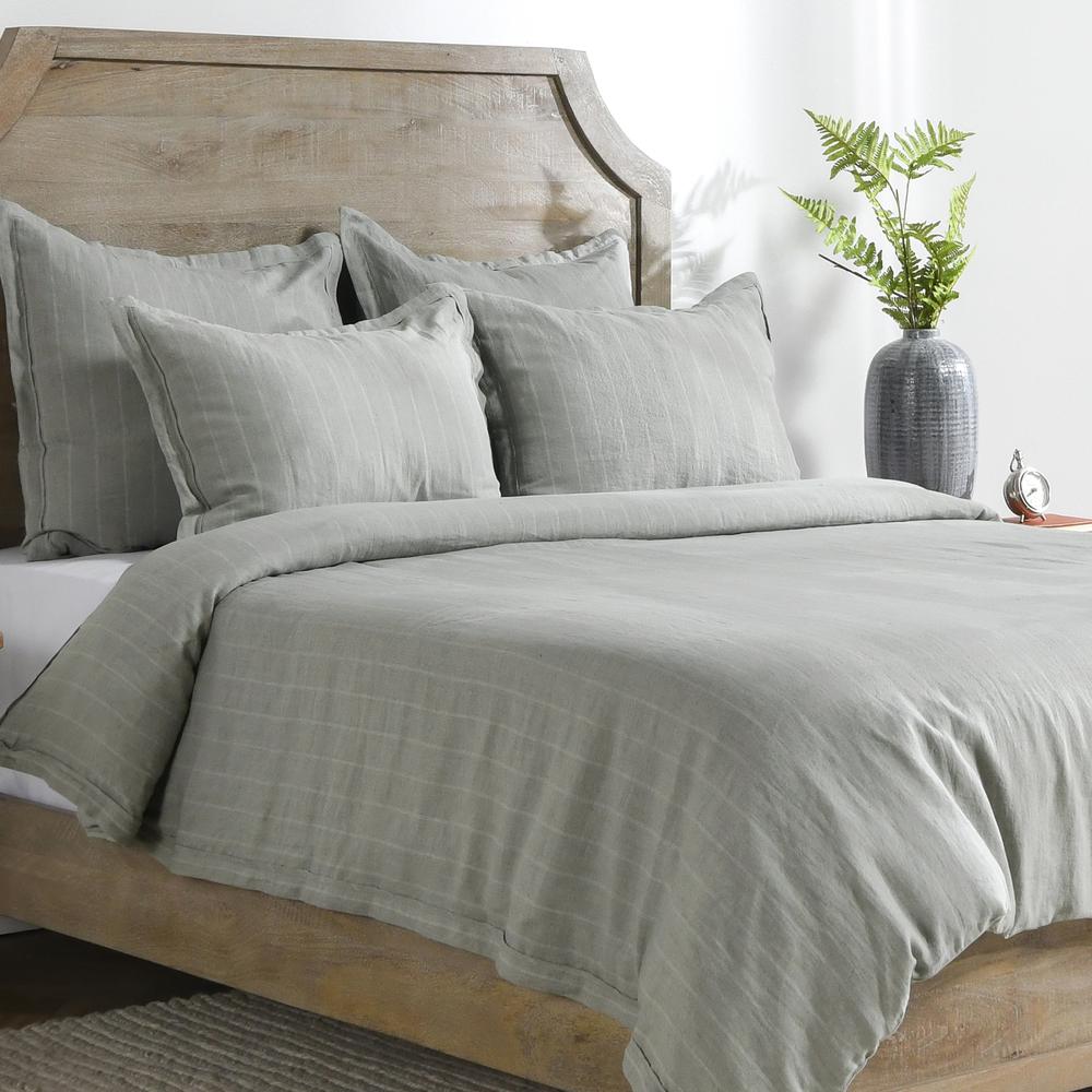 Kingston 100% Linen Queen Duvet , Sage Green. Picture 1