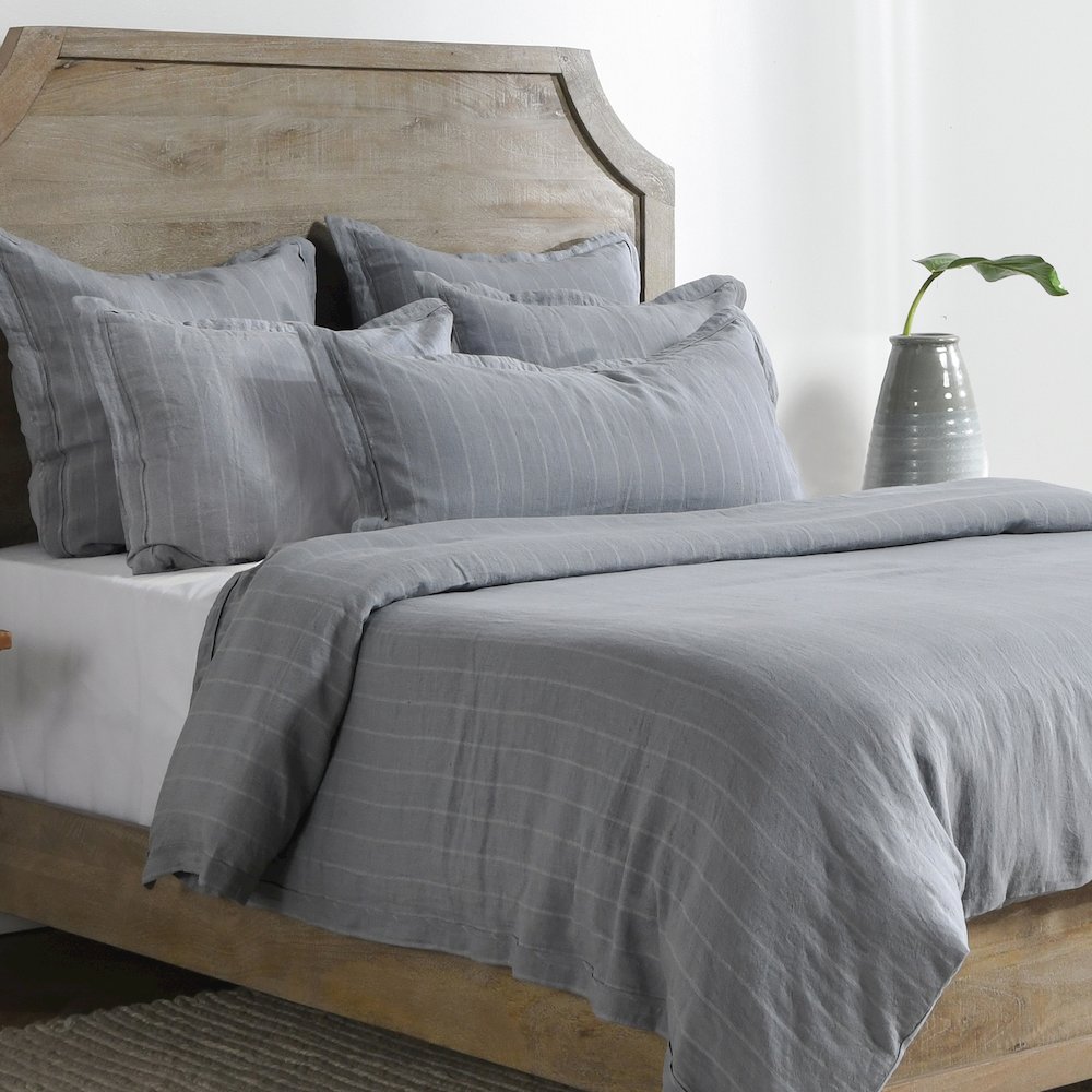 Monaco 100% Linen King Sham , Blue. Picture 4