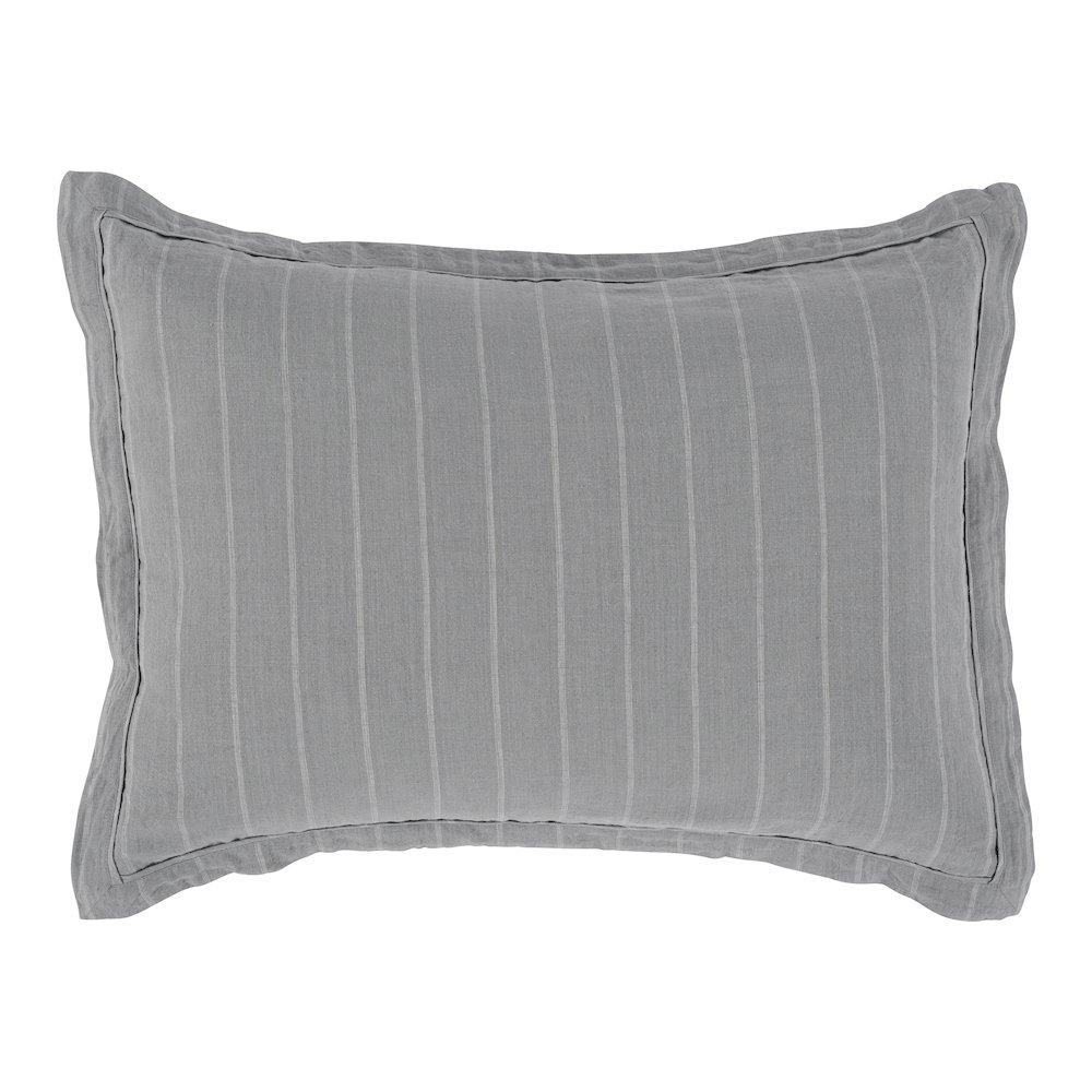 Monaco 100% Linen Standard Sham , Blue. Picture 2