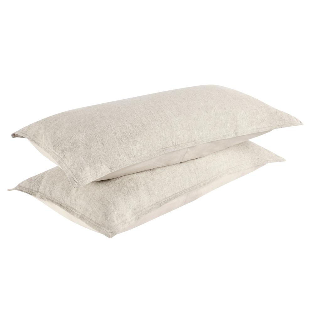 Talia Cotton Linen Blend Natural King Sham. Picture 4