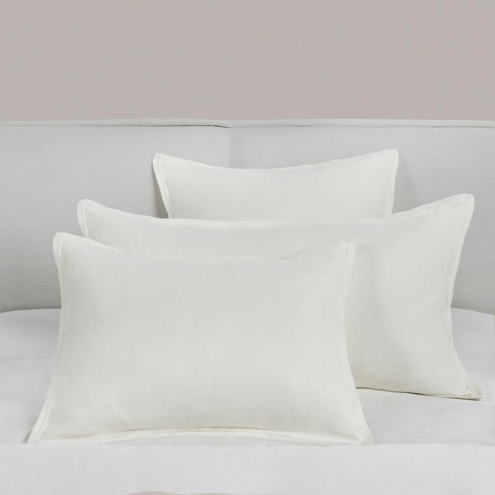Talia Cotton Linen Blend Ivory Standard Sham. Picture 6