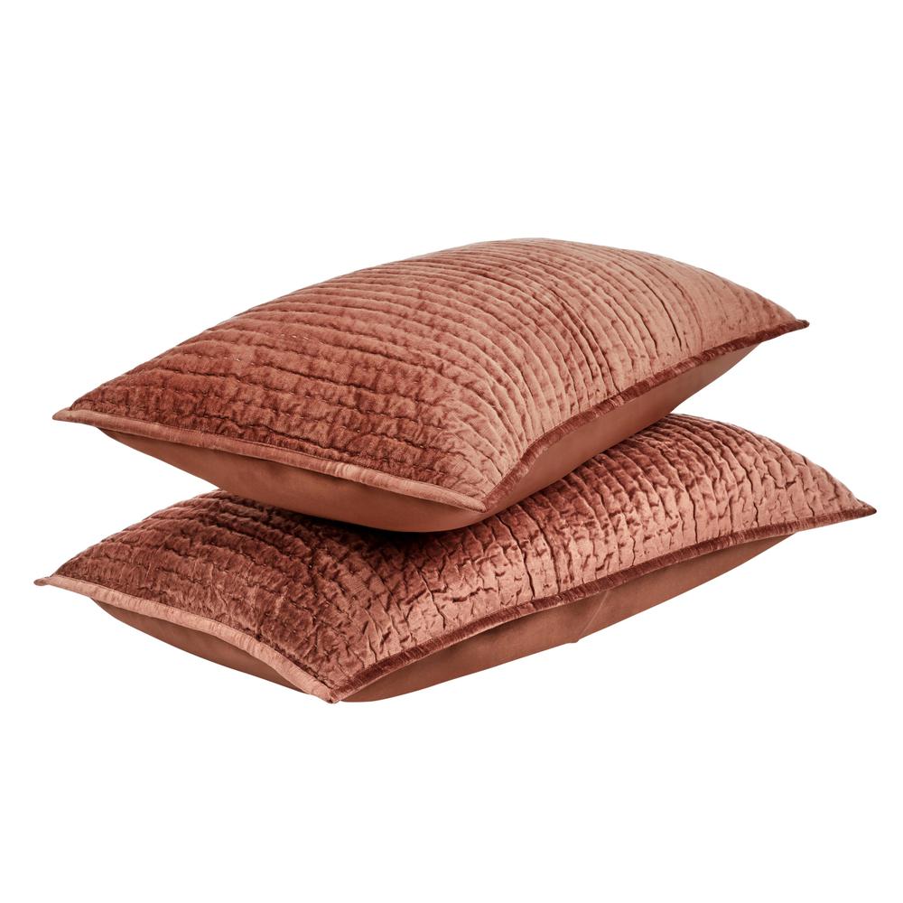 Dimitry 100% Rayon Velvet Terra Cotta King Sham by Kosas Home. Picture 3