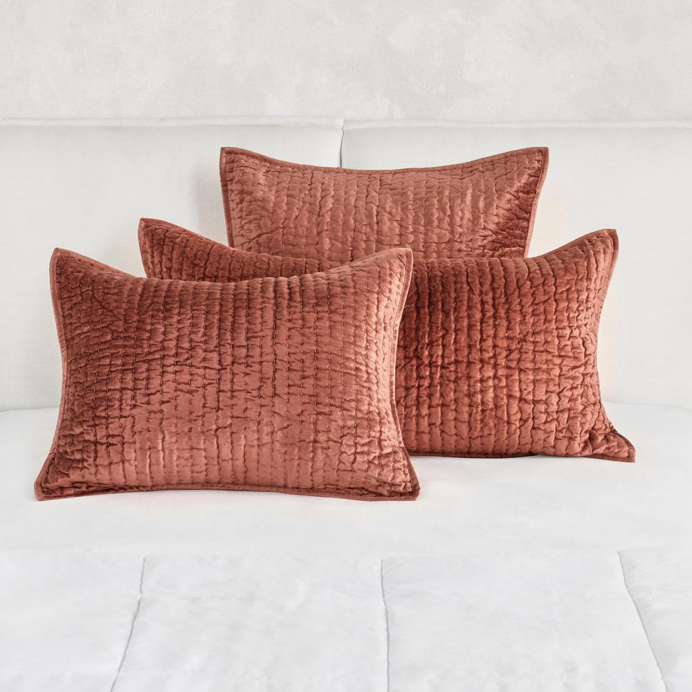 Dimitry 100% Rayon Velvet Terra Cotta King Sham by Kosas Home. Picture 5