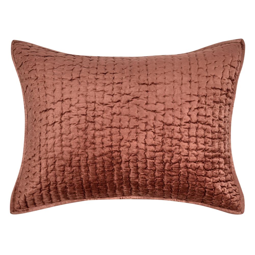 Dimitry 100% Rayon Velvet  Terra Cotta Standard Sham by Kosas Home. Picture 1