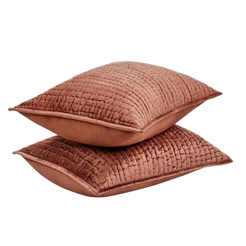 Dimitry 100% Rayon Velvet  Terra Cotta Standard Sham by Kosas Home. Picture 4