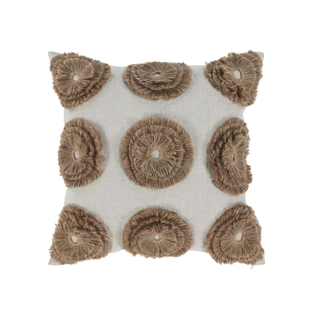 Halston 22" Cotton Linen Blend Throw Pillow , Natural. Picture 1