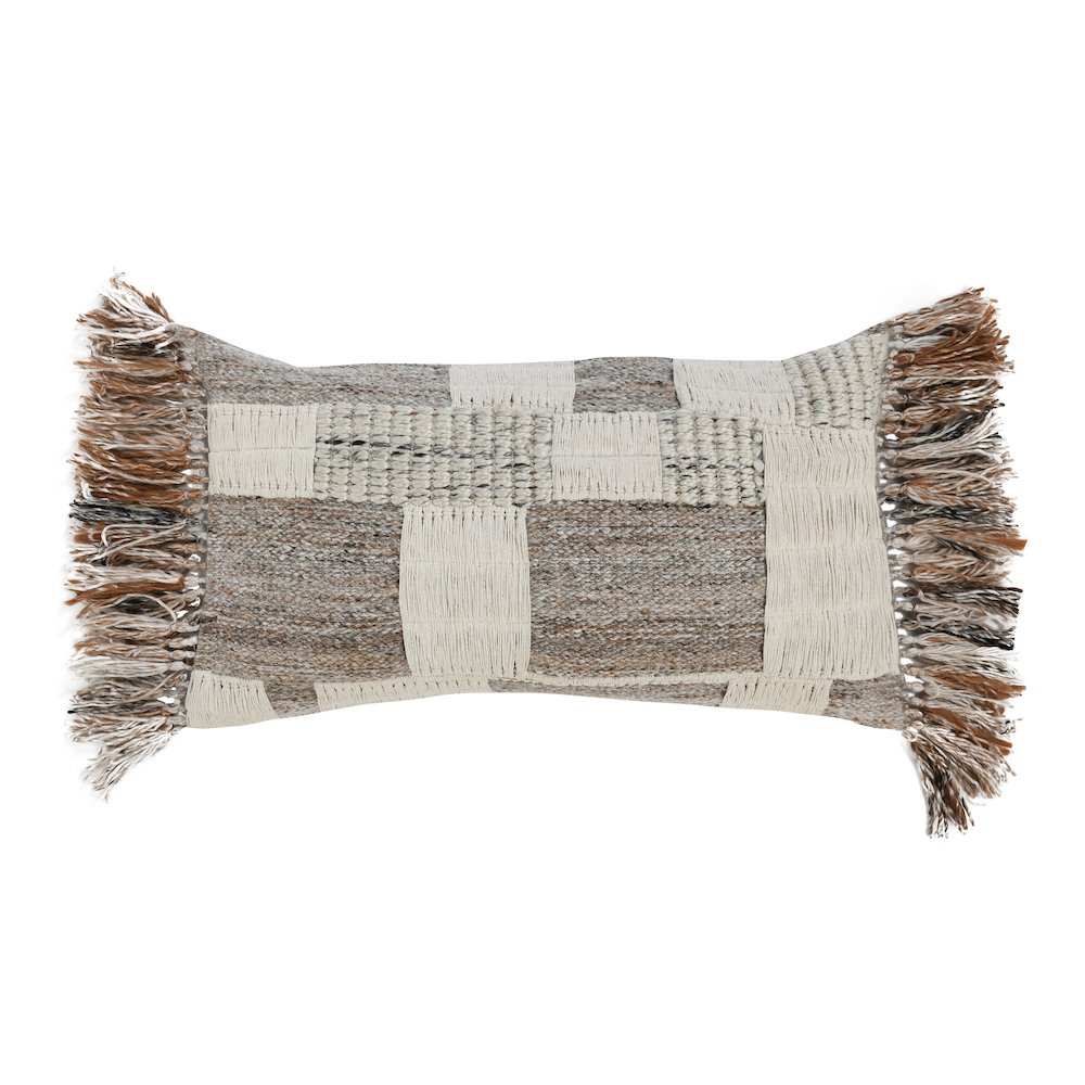 Farah 14"x26" Cotton Linen Blend Throw Pillow, Natural. Picture 1