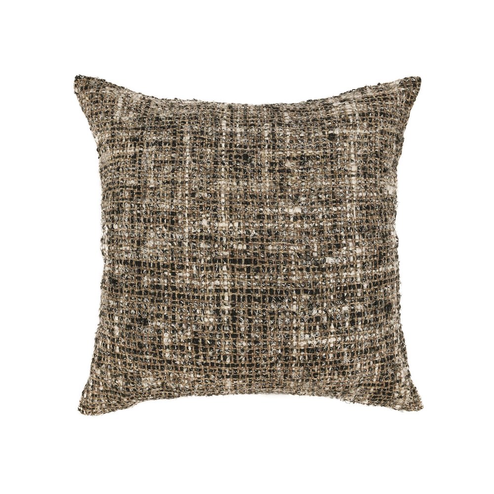 Porter 24" Woven Cotton Blend Throw Pillow , Black. Picture 1