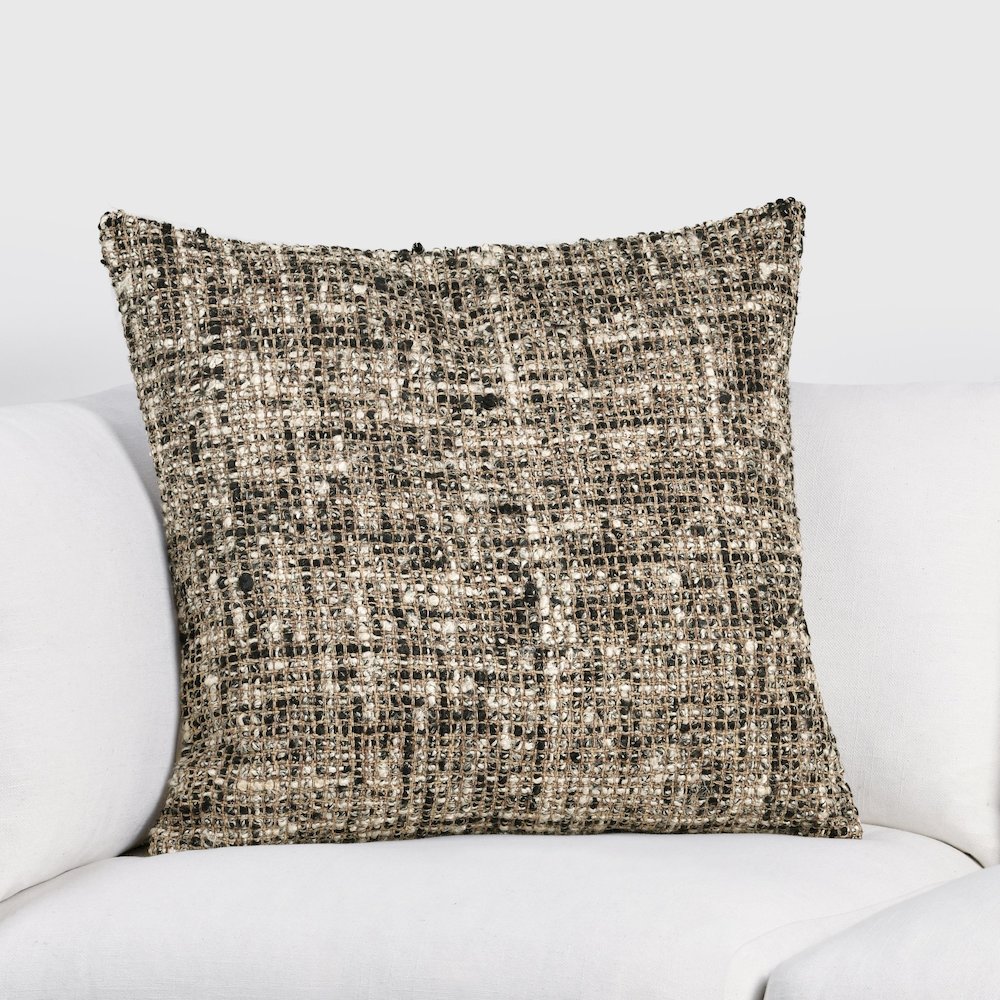 Porter 24" Woven Cotton Blend Throw Pillow , Black. Picture 6