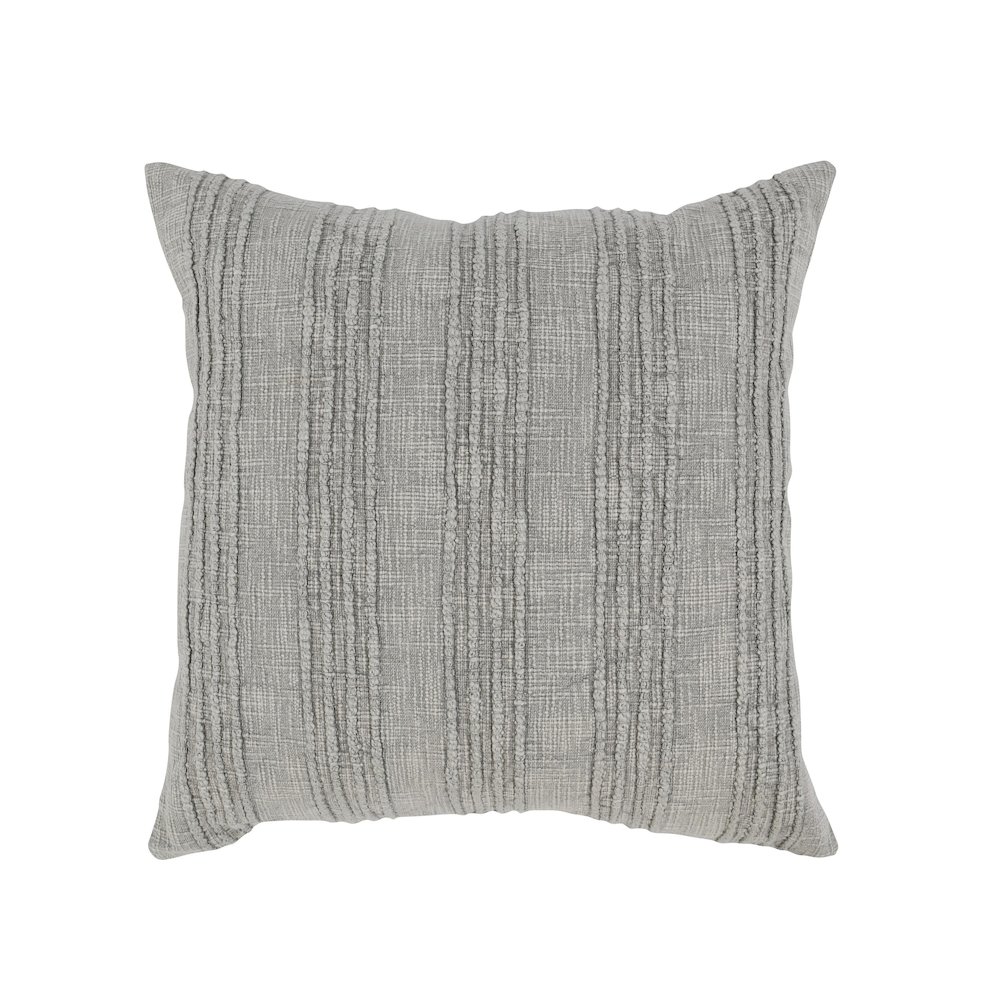 Hannah 22" 100% Cotton Fabric Throw Pillow, Gray. Picture 1