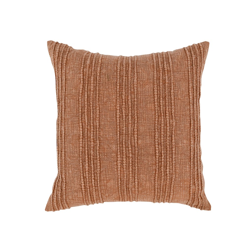 Hannah 22" 100% Cotton Fabric Throw Pillow, Terra Cotta. Picture 1