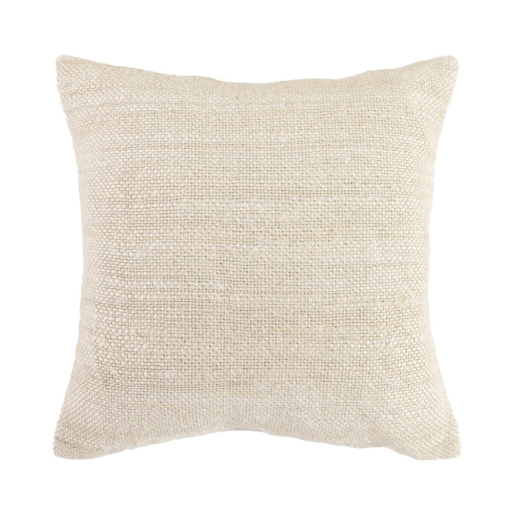 Halter 22" Woven Jute Throw Pillow , Ivory. Picture 1