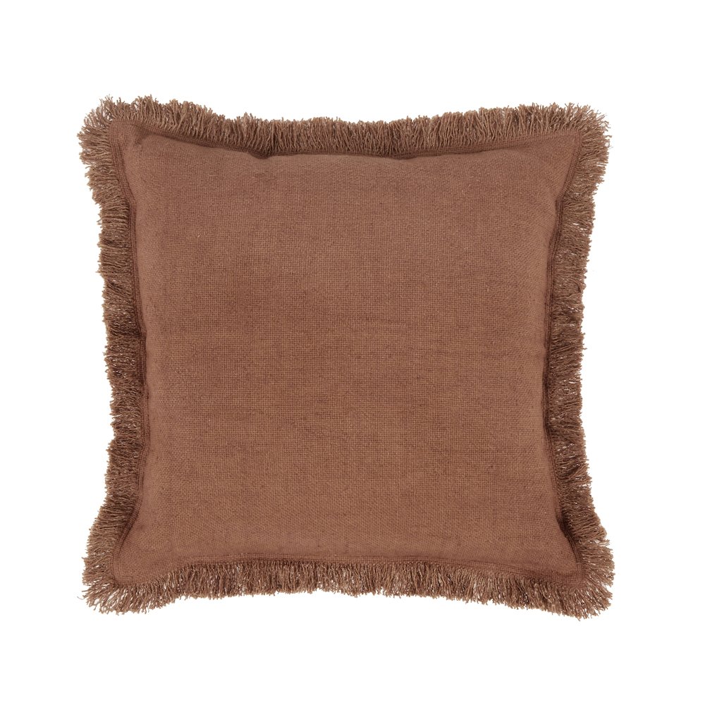 Agatha 22" Linen Blend Fabric Throw Pillow, Chestnut. Picture 1