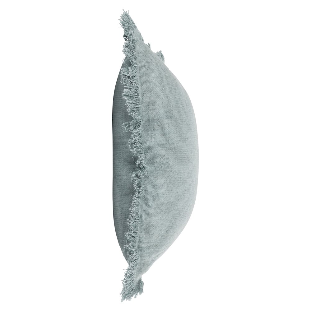 Agatha 22" Linen Blend Fabric Throw Pillow, Aqua Blue. Picture 2