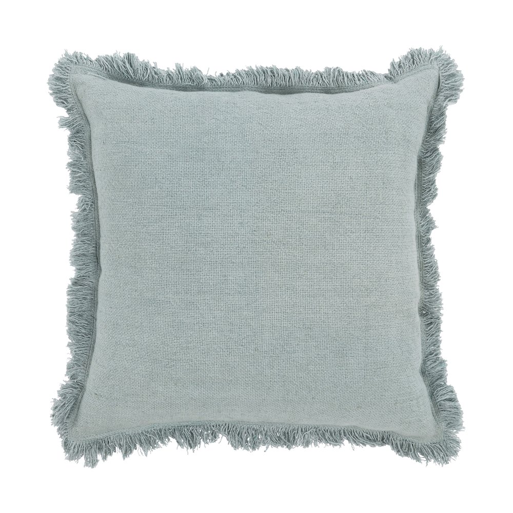 Agatha 22" Linen Blend Fabric Throw Pillow, Aqua Blue. Picture 3