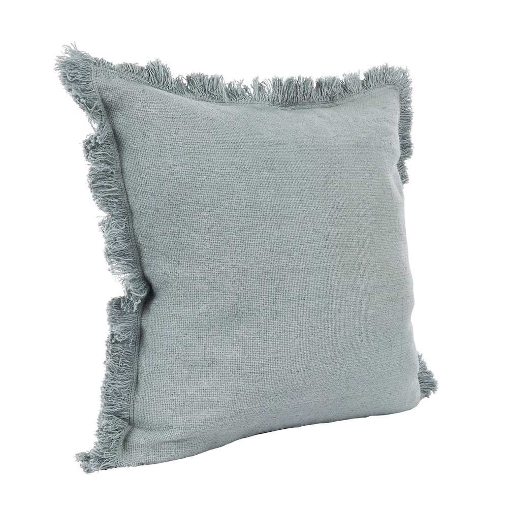 Agatha 22" Linen Blend Fabric Throw Pillow, Aqua Blue. Picture 4