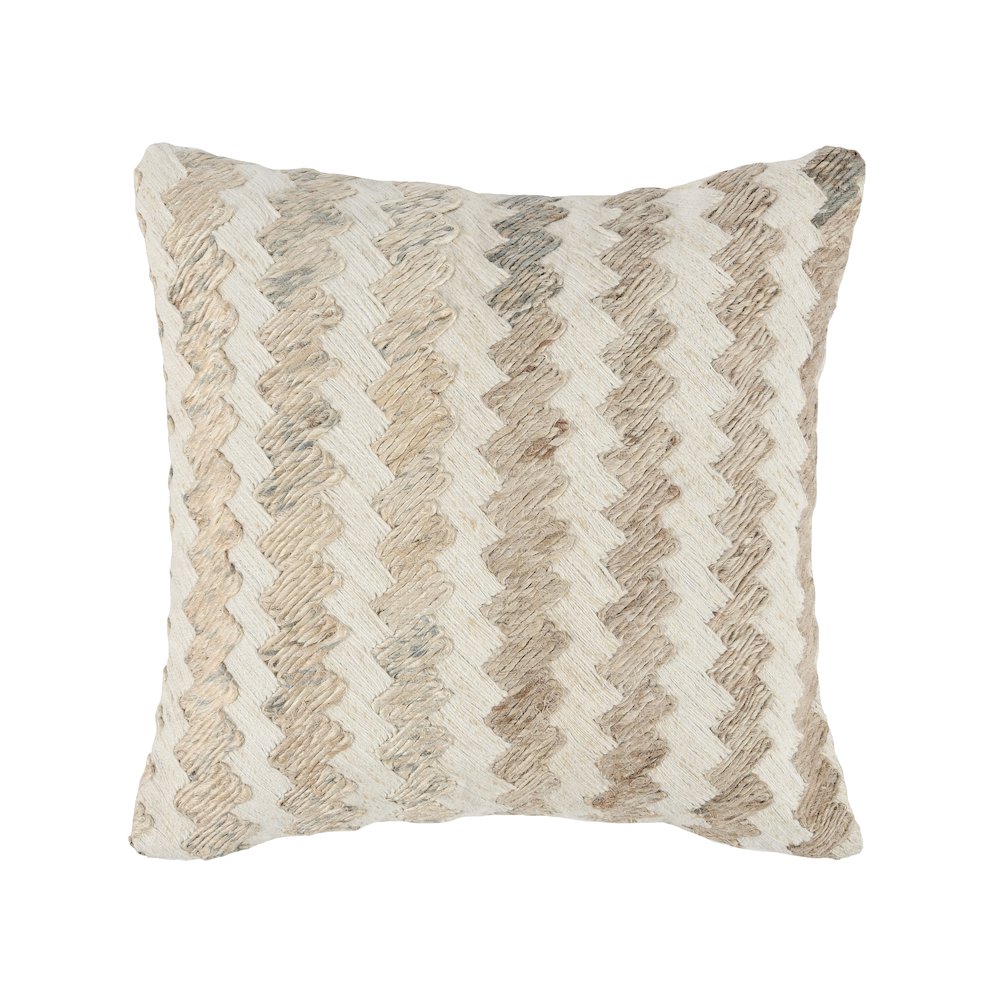 Burrows 18" Natural Jute Blend Throw Pillow, Ivory. Picture 1
