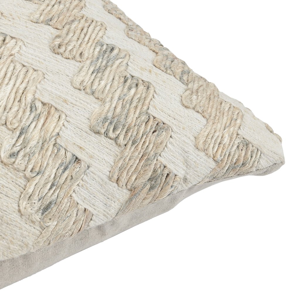 Burrows 18" Natural Jute Blend Throw Pillow, Ivory. Picture 3