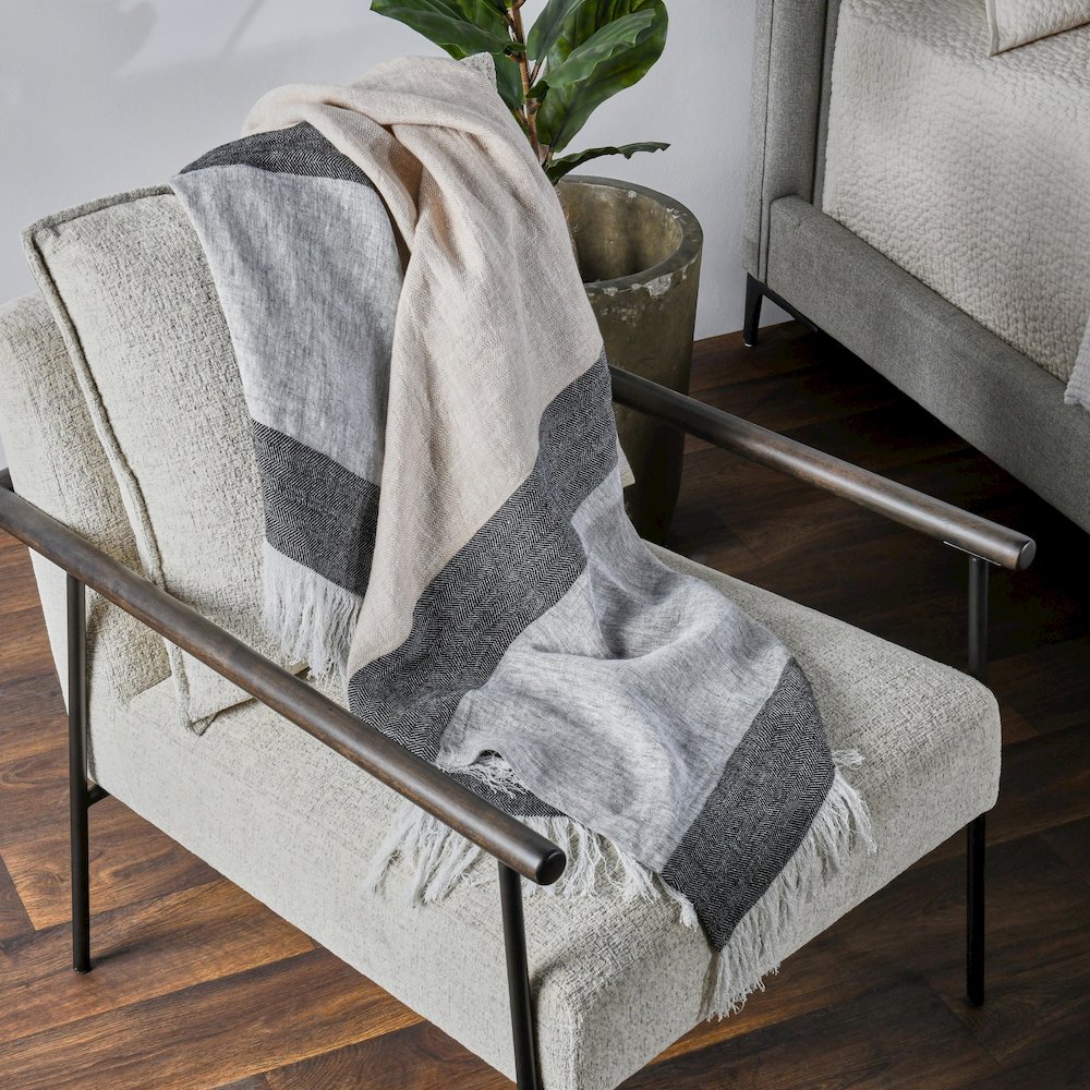Linen Cotton Blend Multicolor 50"x70" Throw Blanket. Picture 5