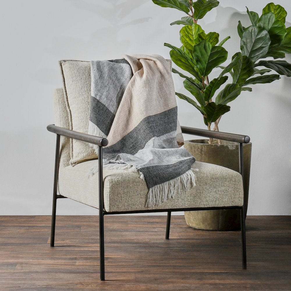 Linen Cotton Blend Multicolor 50"x70" Throw Blanket. Picture 7