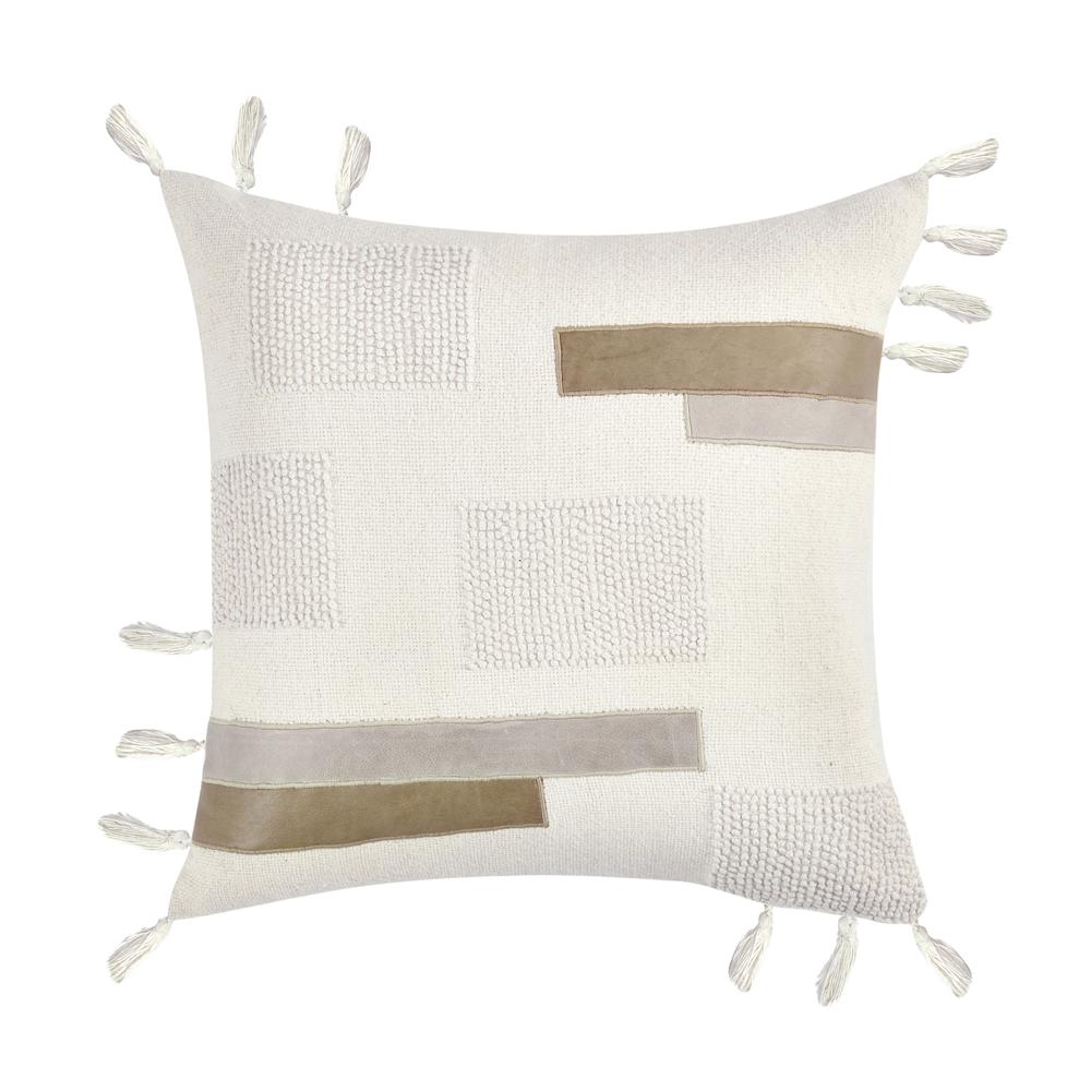 Packer 22" Cotton Linen Blend Throw Pillow, Ivory. Picture 1