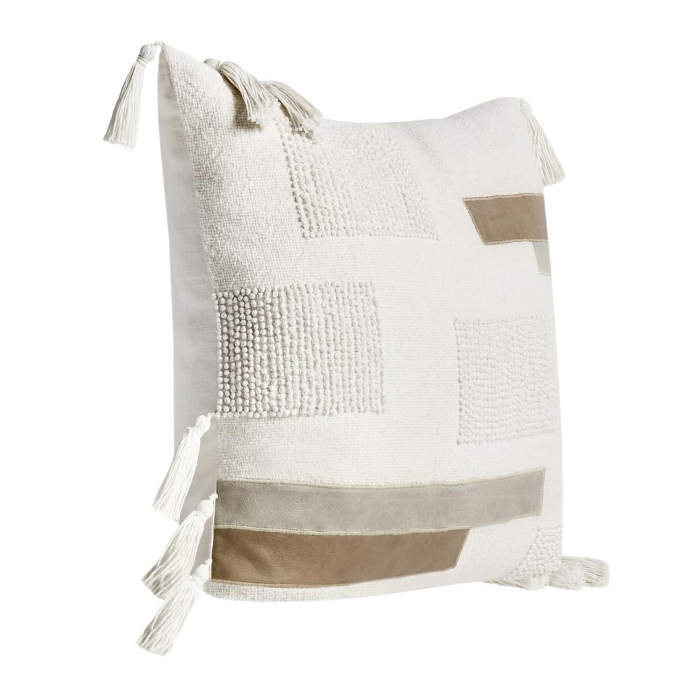Packer 22" Cotton Linen Blend Throw Pillow, Ivory. Picture 2