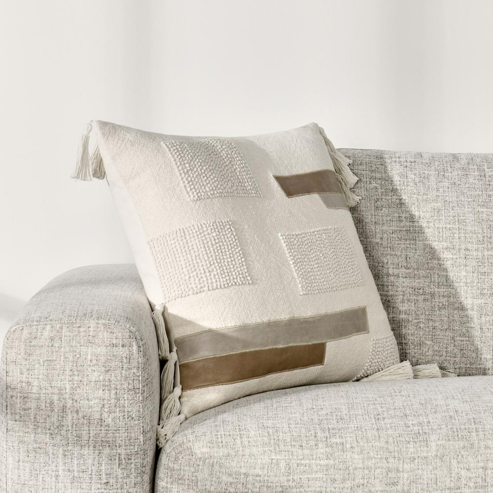 Packer 22" Cotton Linen Blend Throw Pillow, Ivory. Picture 7