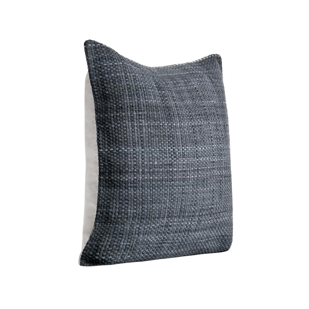 Bassinet 18" Genuine Suede Leather Throw Pillow, Blue. Picture 2