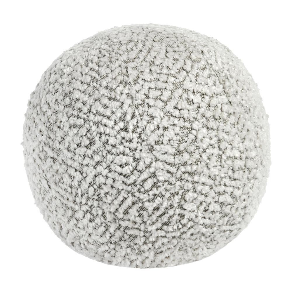 Maris 12" Round Belgian Linen Throw Pillow, Ivory. Picture 1