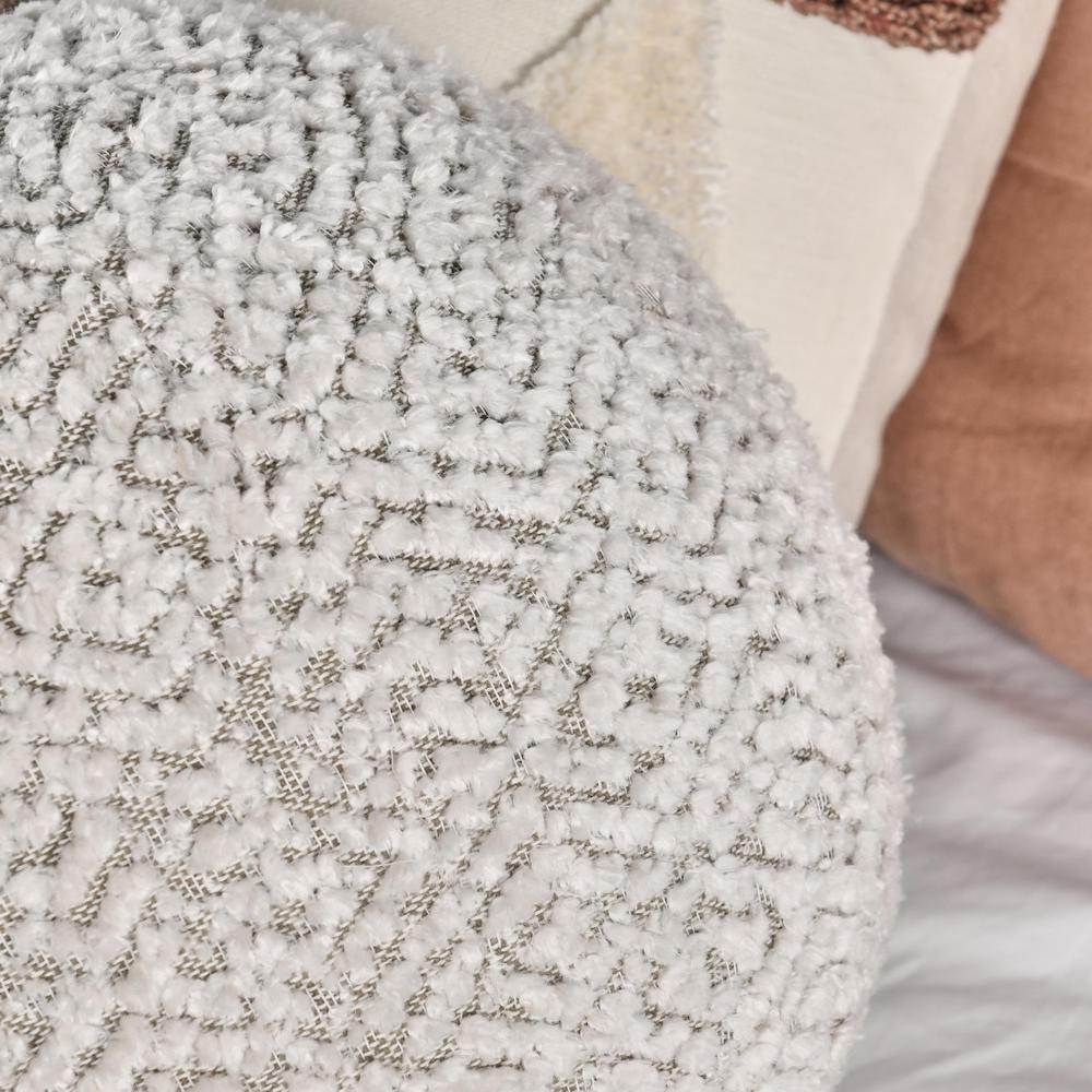 Maris 12" Round Belgian Linen Throw Pillow, Ivory. Picture 4