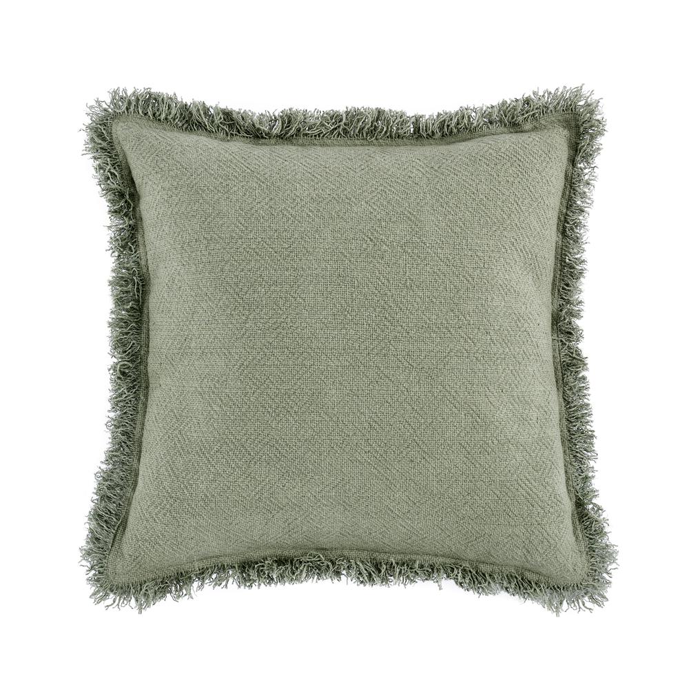 Agatha 22" Cotton Linen Blend Throw Pillow, Cedar Green. Picture 1