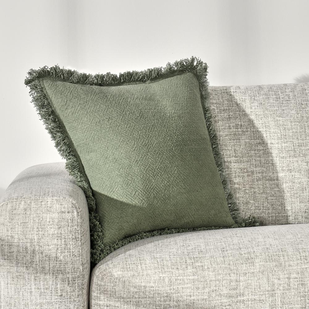 Agatha 22" Cotton Linen Blend Throw Pillow, Cedar Green. Picture 5