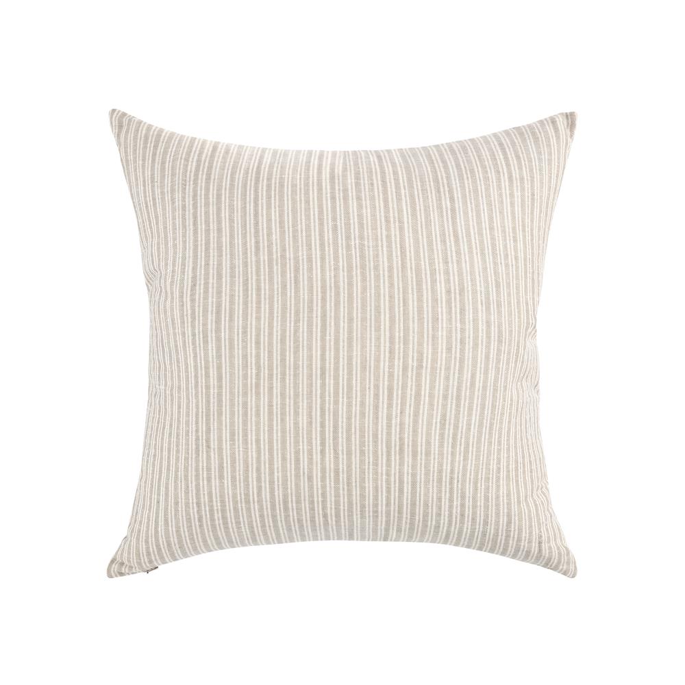 Camille 22" Cotton Linen Blend Throw Pillow, Natural Beige. Picture 1