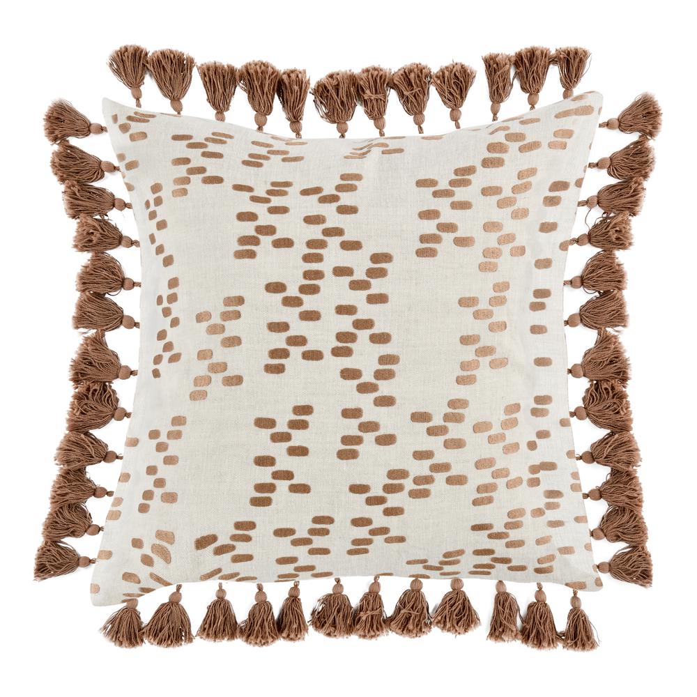Dane 22" Belgian Linen Throw Pillow, Penny Brown. Picture 1