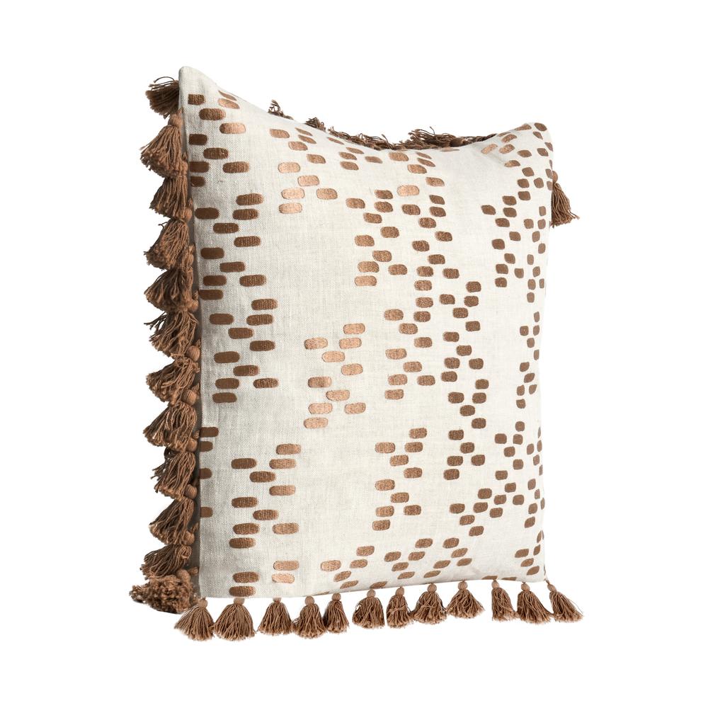 Dane 22" Belgian Linen Throw Pillow, Penny Brown. Picture 2