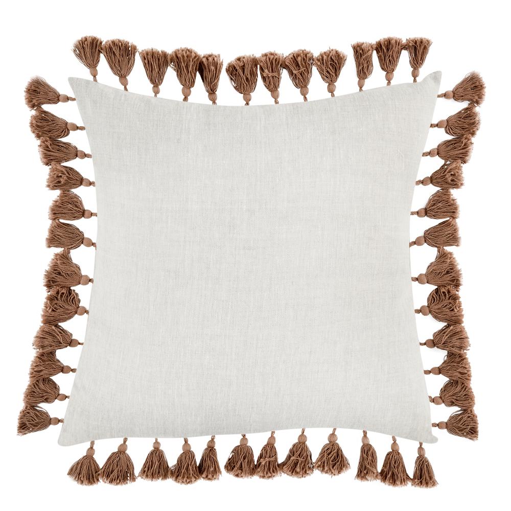 Dane 22" Belgian Linen Throw Pillow, Penny Brown. Picture 4