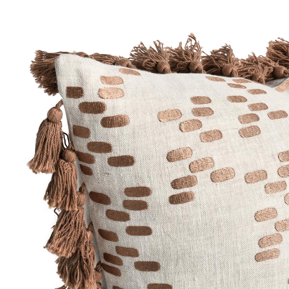 Dane 22" Belgian Linen Throw Pillow, Penny Brown. Picture 6