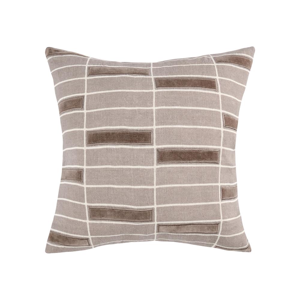 Breccia 22" Belgian Linen Throw Pillow, Taupe. Picture 1