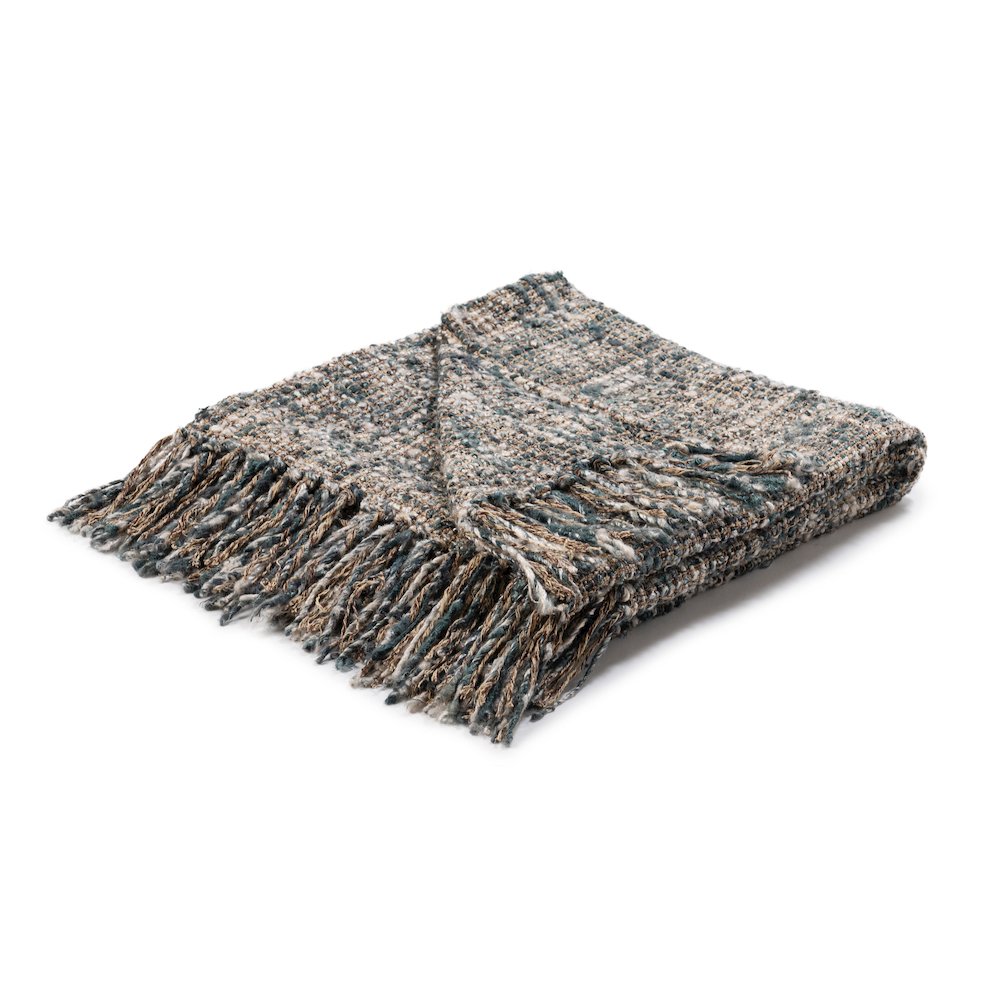 TC Recycled Cotton Blend Blue 50"x70" Woven Throw Blanket Blanket. Picture 1
