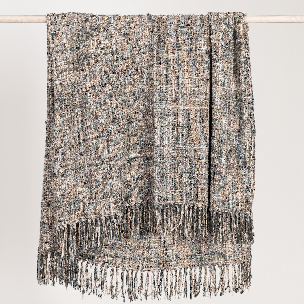 TC Recycled Cotton Blend Blue 50"x70" Woven Throw Blanket Blanket. Picture 2