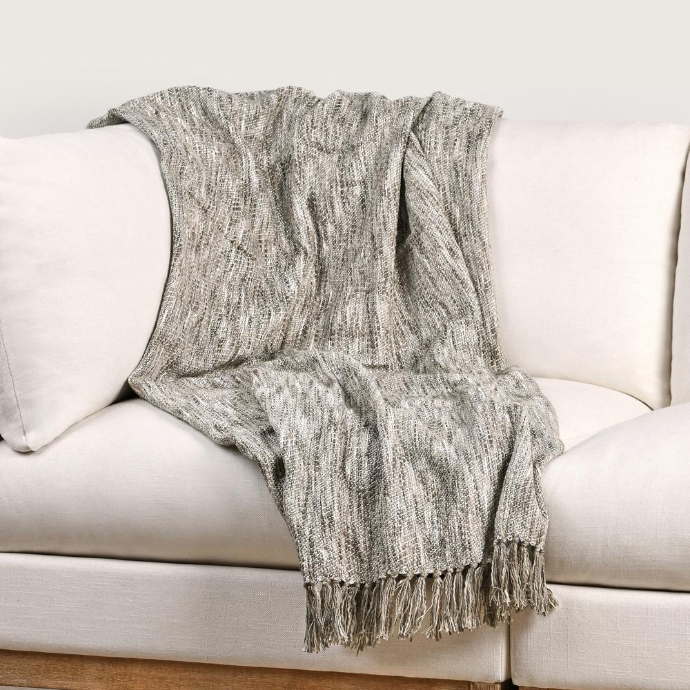 TC Sharma Cotton Blend 50"x70" Beige Throw Blanket Blanket. Picture 5