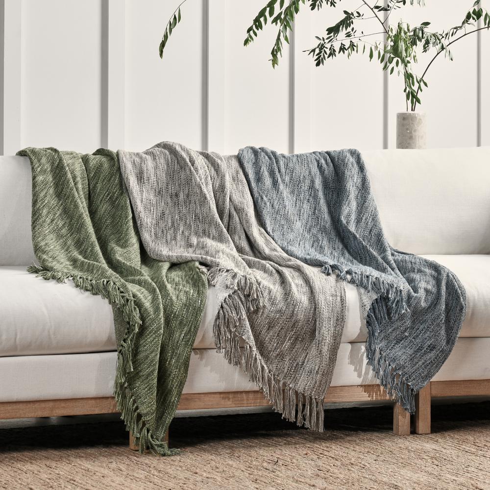 TC Sharma Cotton Blend 50"x70" Beige Throw Blanket Blanket. Picture 6