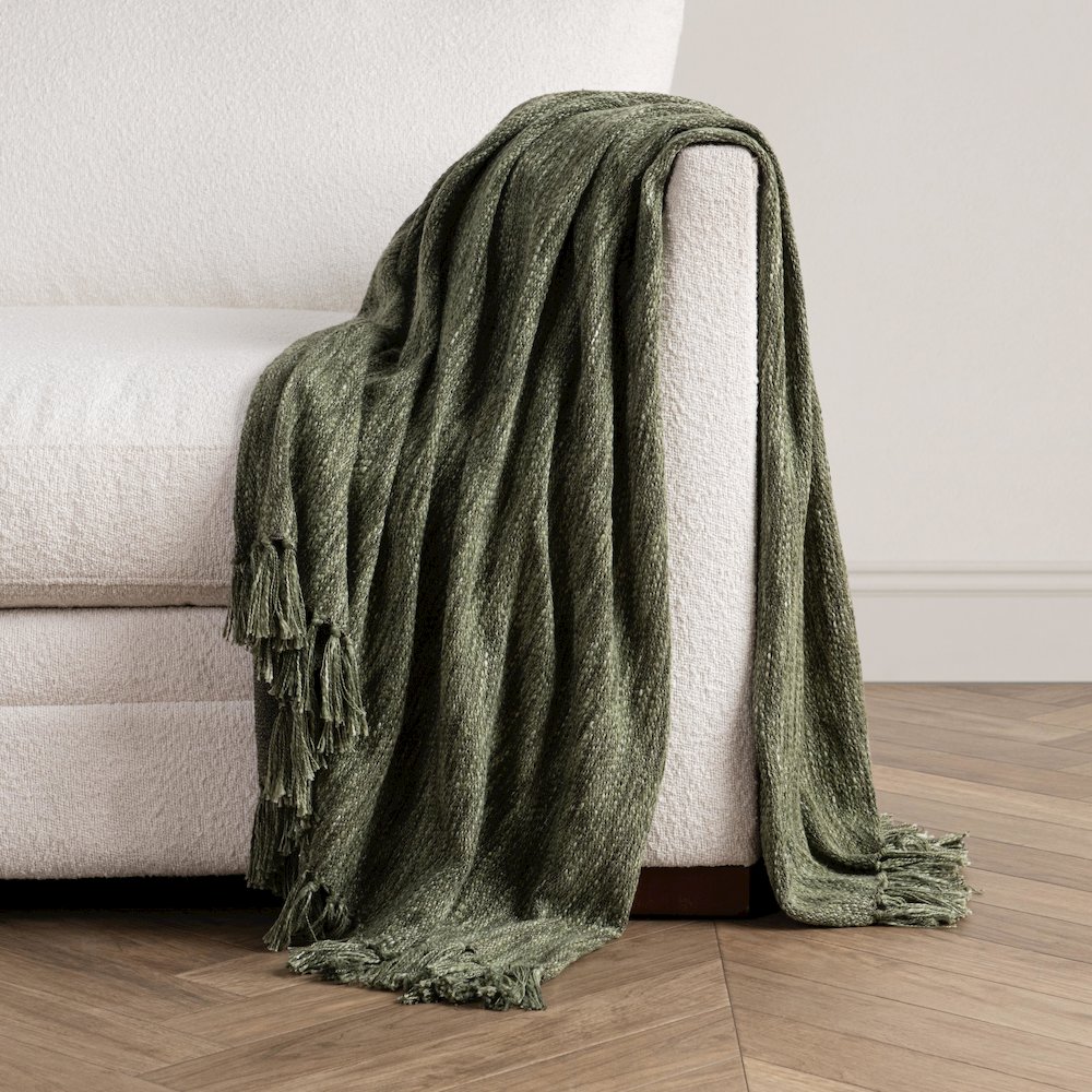 TC Sharma Cedar Green Throw Blanket 50"x70". Picture 5