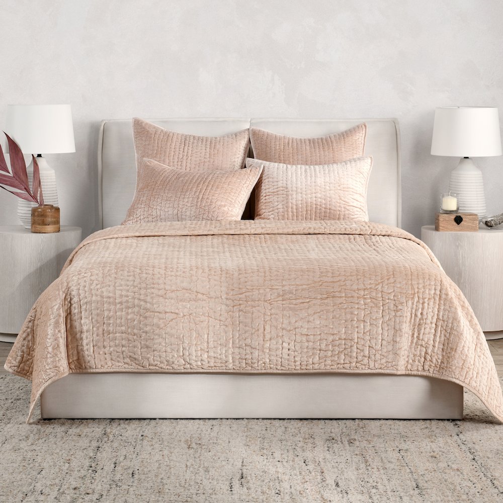 Dimitry 100% Rayon Velvet Nude King Quilt. Picture 3