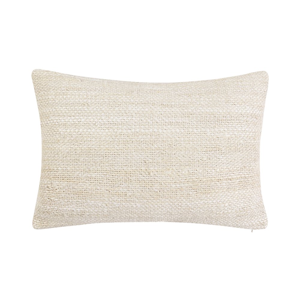 Halter 14"x26" Jute Hand Crafted Throw Pillow, Ivory. Picture 1