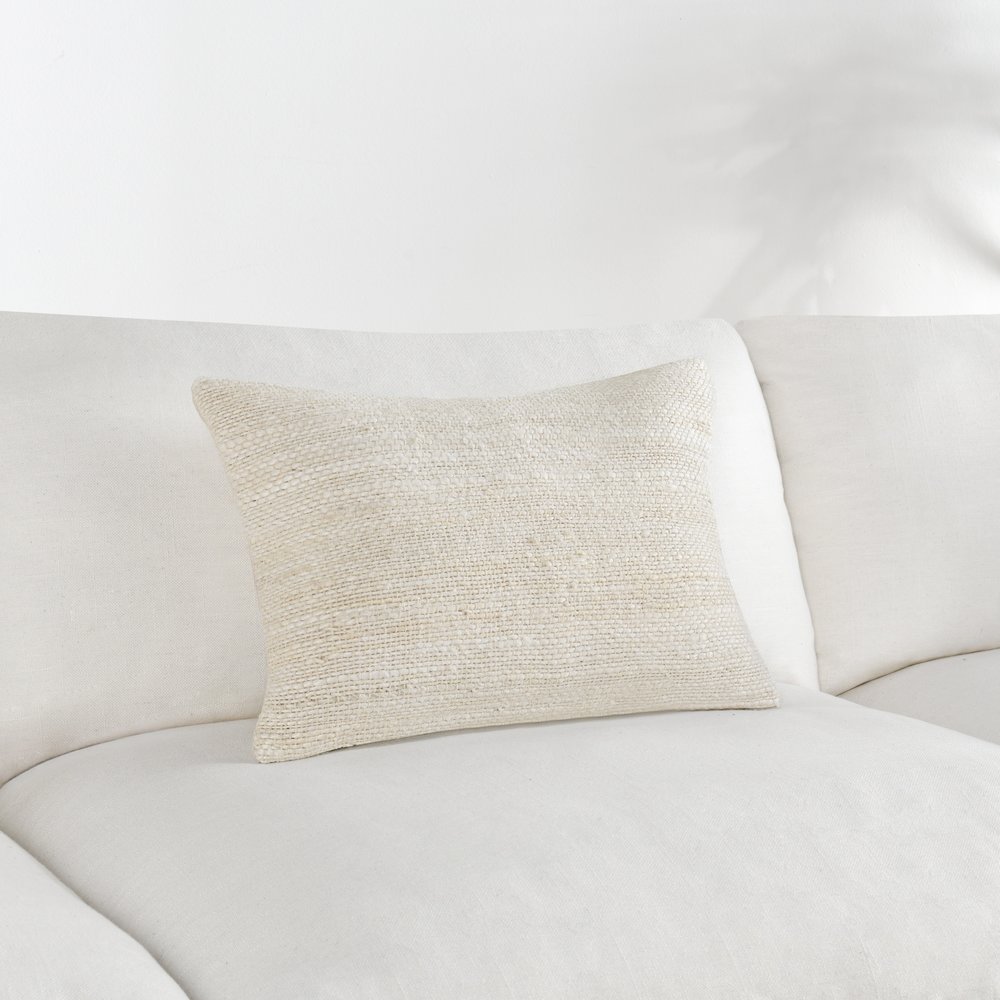 Halter 14"x26" Jute Hand Crafted Throw Pillow, Ivory. Picture 6