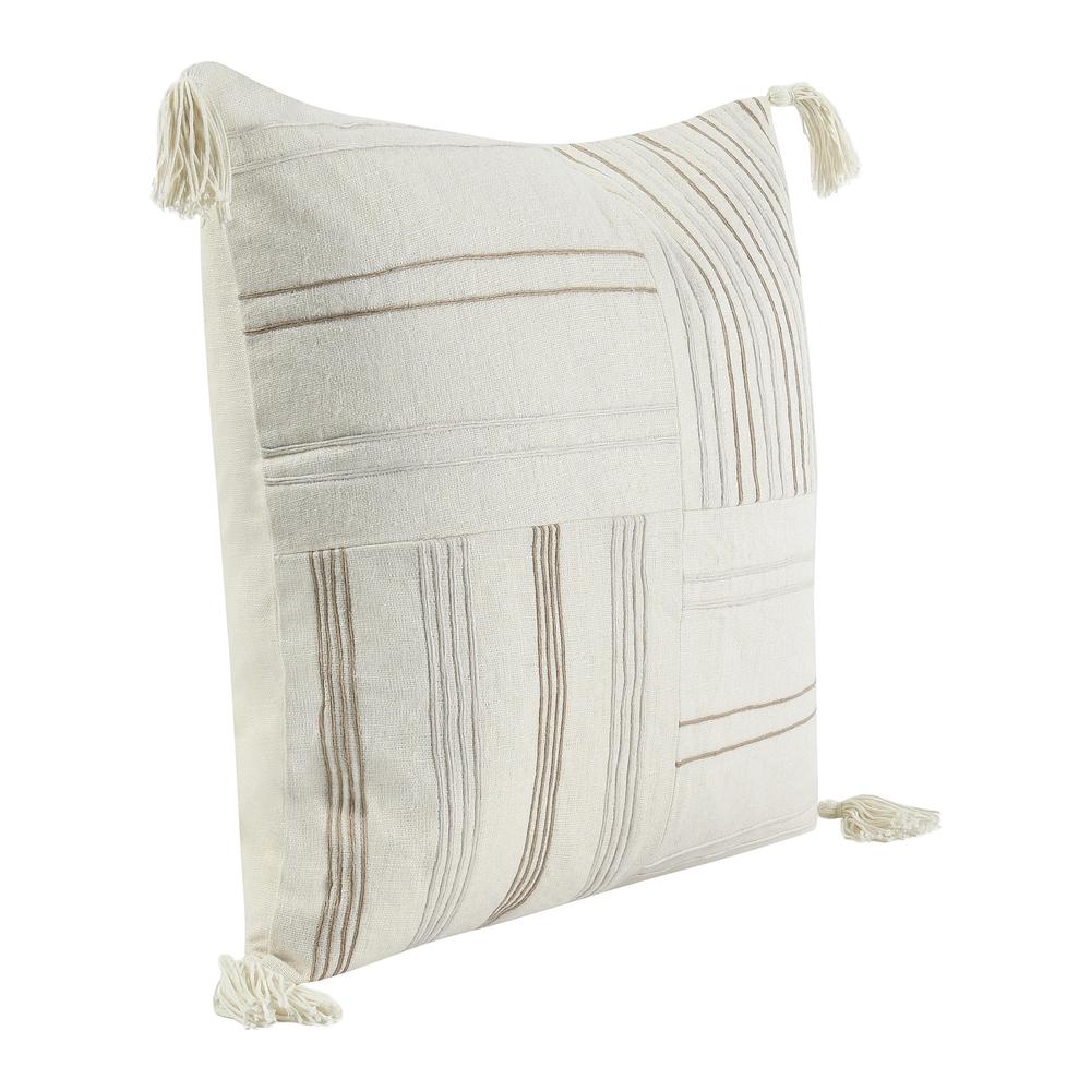 Apana 22" Linen Blend Woven Throw Pillow, Beige. Picture 2