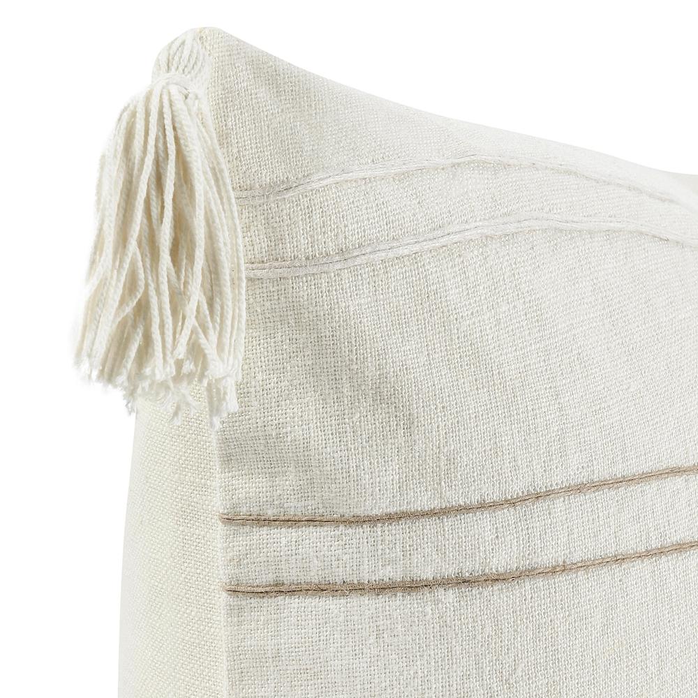 Apana 22" Linen Blend Woven Throw Pillow, Beige. Picture 4