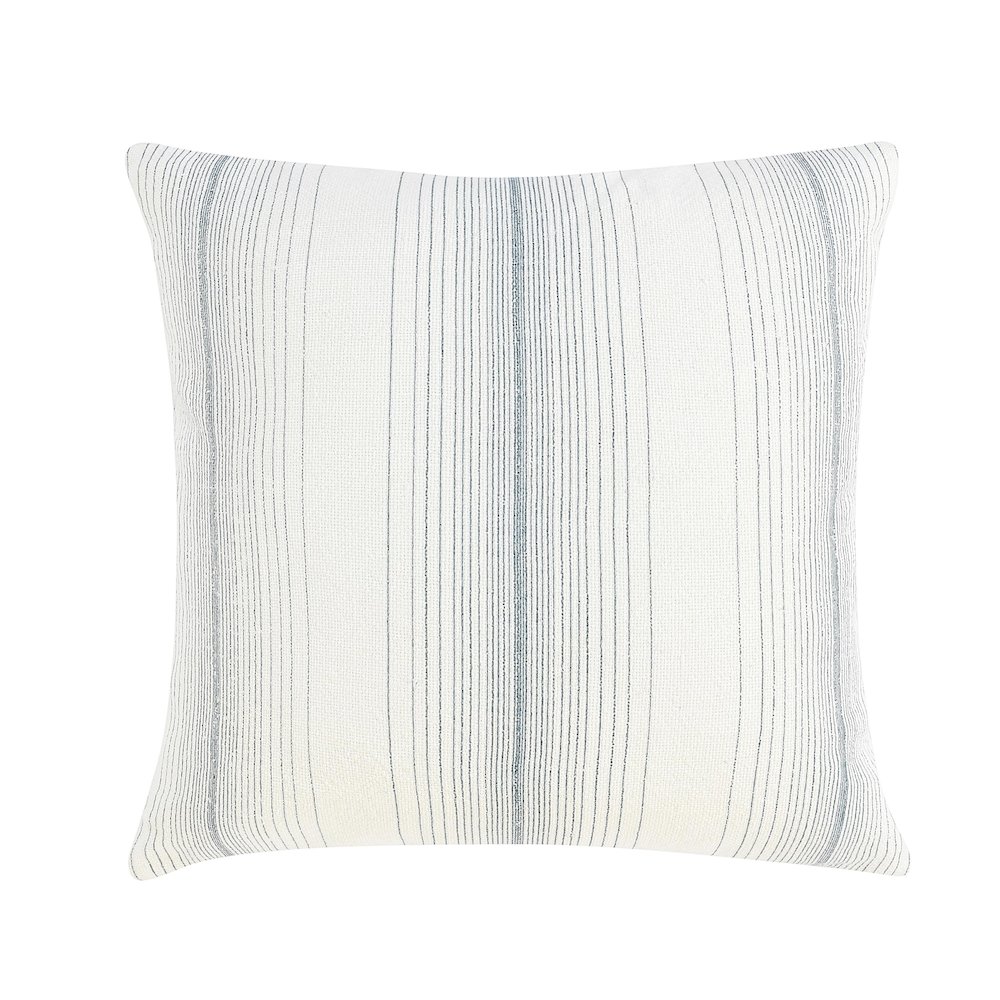 Theta 26" Linen Blend Throw Pillow, Blue. Picture 1