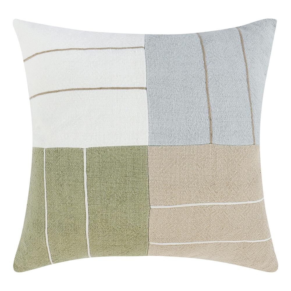 Niya 22" Linen Blend Multicolor Throw Pillow. Picture 2